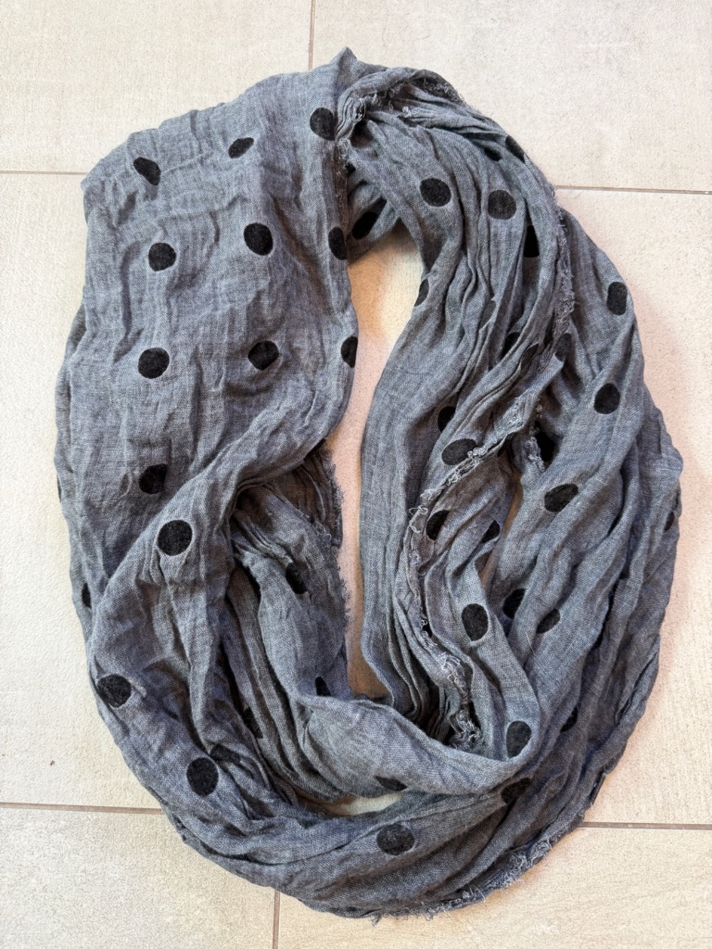 Nine West Polka Dot Lightweight Infinity Scarf in soft grey toned to go w lots!